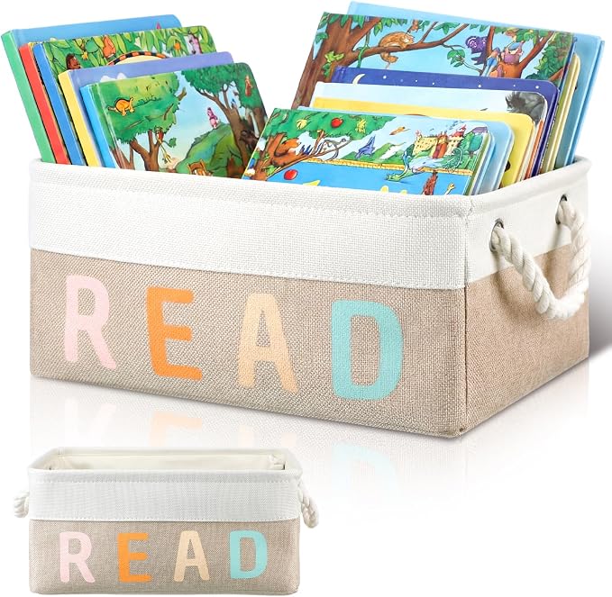 Marsui Read Storage Basket, Reading Corner Organizer Supplies Classroom Library Storage Bin Book Lover Gifts Bookish Bookworm Gift for Kindergarten Elementary Student Reading Corner Accessories by Marsui