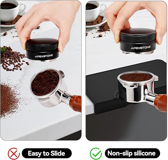 Apexstone Silicone Coffee Tamper Mat 10.43 Inch X 6 Inch, Espresso Silicone Mat, Coffee Tamp Mat, Espresso Tamper Mat