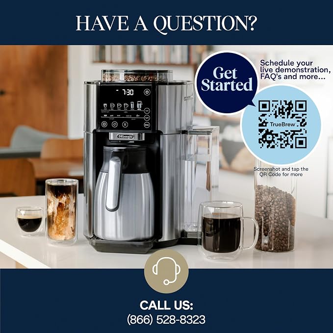 De'Longhi TrueBrew Drip Coffee Maker, Grinder, 8 to 40 oz, Built-In Grinder | #1 Worldwide Espresso Machine Maker, Built-in Grinder, 40 oz Coffee Pot, 5 Brew Styles, 6 Brew Sizes, One-Touch Simplicity - Image 7