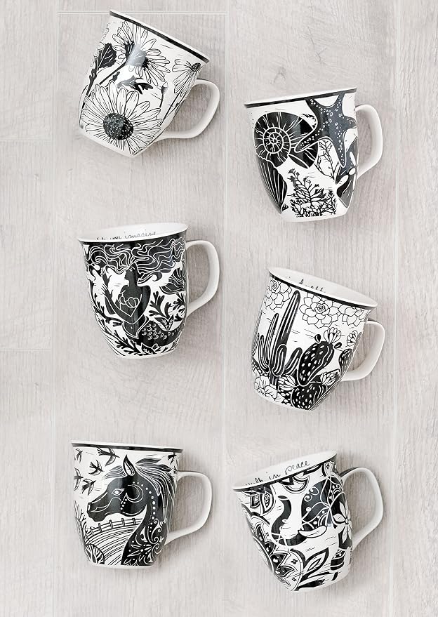 Karma Gifts 14 oz Black and White Boho Mug Sugar Skull - Cute Coffee and Tea Mug - Ceramic Coffee Mugs for Women and Men - Image 3