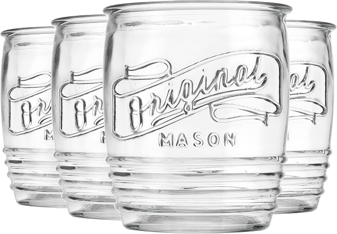 Glaver's Drinking Glasses Set of 4 Original Mason Whiskey 13 Oz Genuine Artisan-Made Vintage Italian Tumbler Glassware Set for Refreshing Drinks, Beverages, Iced Tea - Image 4