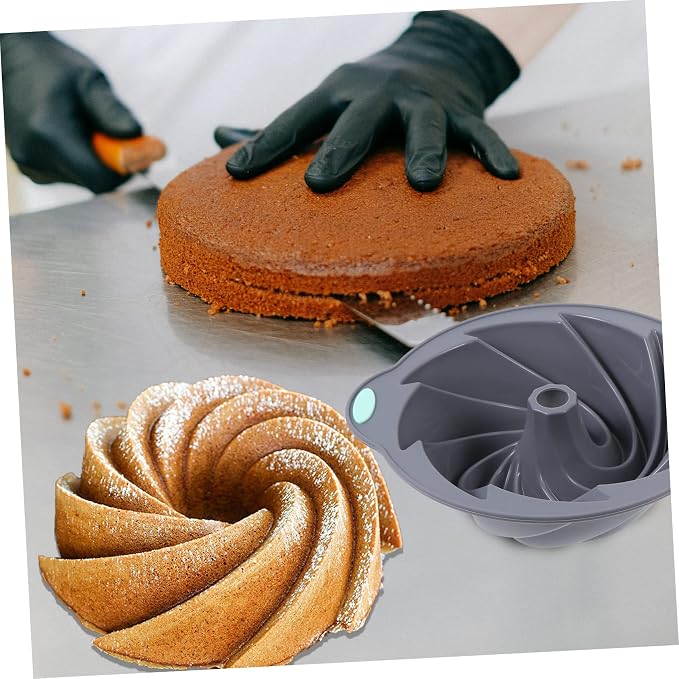 MAGICLULU 1pc Silicone Cake Mold Food-grade Silicone Spiral Design for Chiffon Cakes Light Grey Easy to Use for Home Baking Parties - Image 2