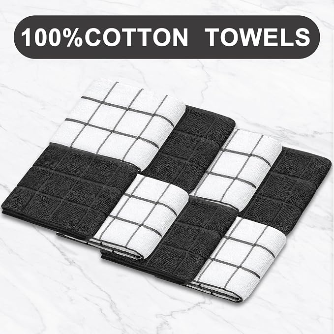 Oven Mitts Kitchen Towels and Dishcloths Pot Holders Sets, Oven Gloves Kitchen Dish Towels 500 Degree Heat Resistant Potholders with Non-Slip Silicone Surface for Cooking, Grilling, Baking-Black - Image 5