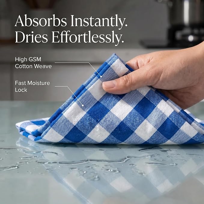 Urban Villa Kitchen Towels Cotton Dish Towels 20”x30” (Set of 6) Blue Wht - Image 2