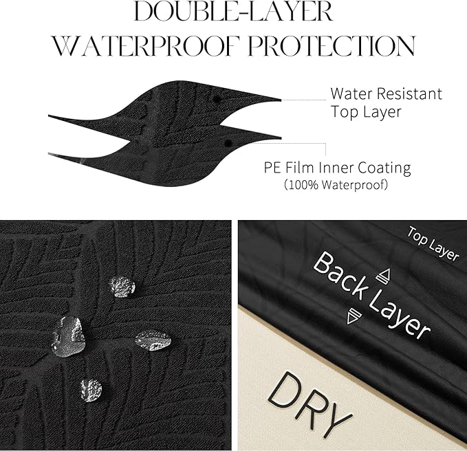 MOSAYT 100% Waterproof Dining Room Chair Covers Set of 4, Super Fit Stretch Jacquard Parson Chairs Slipcovers Removable Washable Chair Seat Protectors for Home, Kitchen, Banquet (Black - XL) - Image 3