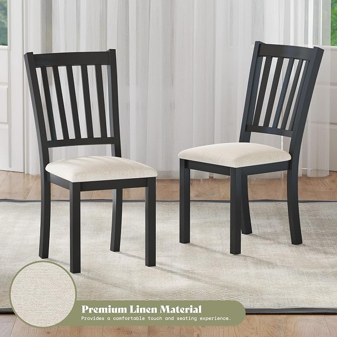 AMERLIFE Set of 8 Farmhouse Upholstered Dining Chairs with Wood Legs, Grey | Curved Backrests, Padded Upholstery, Solid Wood Legs, Kitchen Dining Chairs, Farmhouse Style - Image 5