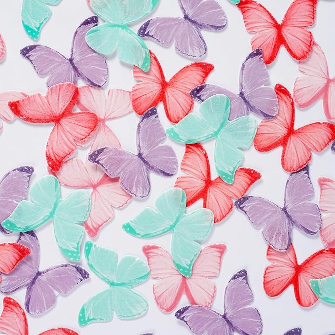 Edible Butterflies for Cake Decorating, 60 Pcs Butterfly Cake Decorations, Wafer Paper Butterflies Cupcake Toppers, Mix Colors - Image 3