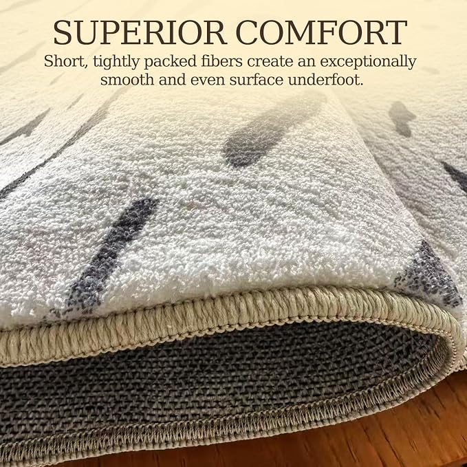 5x7 Area Rug, Machine Washable Living Room Rug - Non-Slip Low Pile Accent Rug for Bedroom, Pet Friendly, Modern Vintage Geometric Design - Image 5