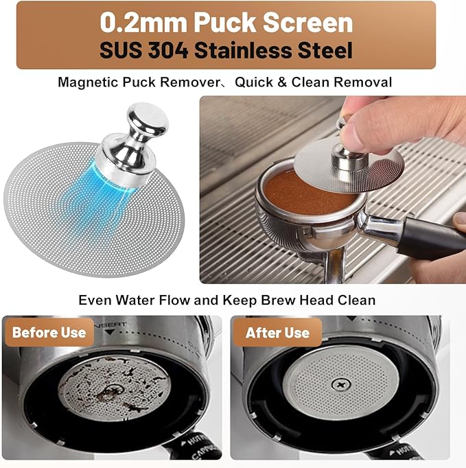 51mm Espresso Accessories Kit – Spring-Loaded Espresso Tamper, WDT Tool, Coffee Distributor, Magnetic Dosing Funnel, Puck Screen with Remover – Premium Stainless Steel & Aluminum Espresso Tools