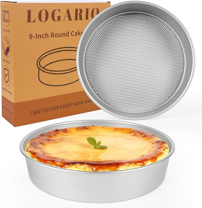 9 Inch Round Cake Pan Set of 2 – Nonstick Cake Pans for Baking, Heavy Duty Steel with Honeycomb Texture, Easy Release & Even Heating, Ideal for Layer Cakes, Cheesecakes & Bakeware Gift Set by LogarioBaking