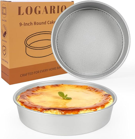 9 Inch Round Cake Pan Set of 2 – Nonstick Cake Pans for Baking, Heavy Duty Steel with Honeycomb Texture, Easy Release & Even Heating, Ideal for Layer Cakes, Cheesecakes & Bakeware Gift Set by LogarioBaking