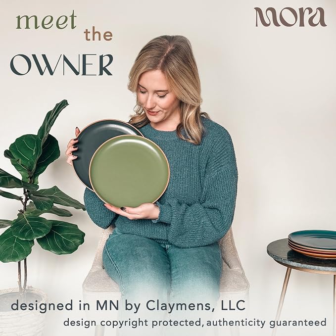 Mora Ceramic Artisan Matte Dinner Plates Set of 6, 10 inch Dish Set - Microwave, Oven, and Dishwasher Safe, Scratch Resistant, Modern Rustic Dinnerware- Kitchen Porcelain Serving Dishes - Image 3