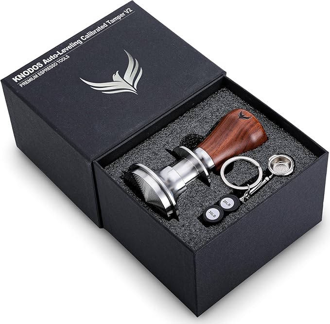 51mm Tamper Tool Espresso Rosewood Spring Loaded 30LB Calibrated Coffee Tamper Compatible With Delonghi, Casabrews, Smeg and more Espresso Machine Accessories