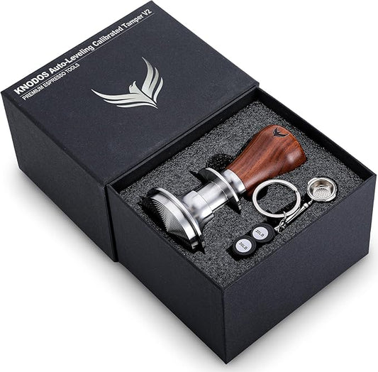 58.5mm Espresso Tamper – Rosewood Handle, Self-Leveling & Double Spring Loaded Calibrated Design Fits 58mm Portafilters for Precise Consistent Shots