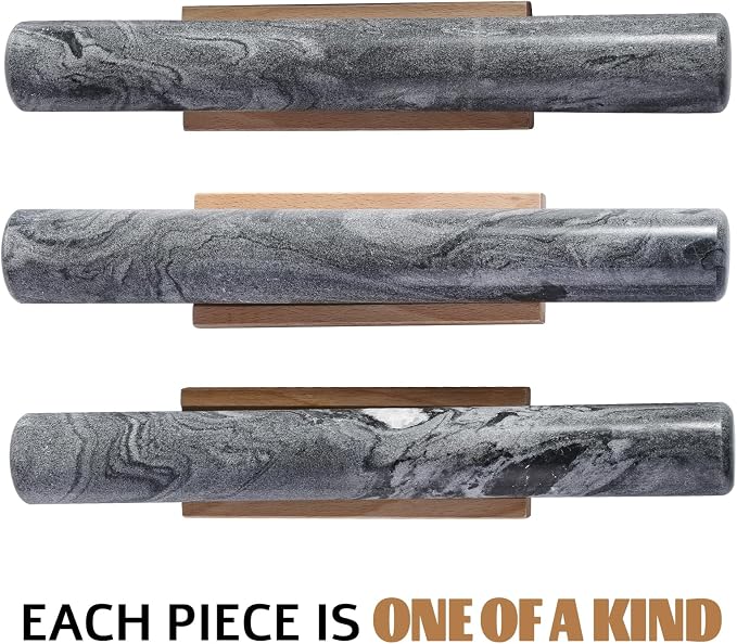 African Natural Marble French Rolling Pin, 12inch Non-Stick Rolling Pin for Baking, Dough Roller for Pasta, Dumpling, Fondant, Pie, Bread, Pizza, Kitchen Baking Tools(Monte Grigio) - Image 5