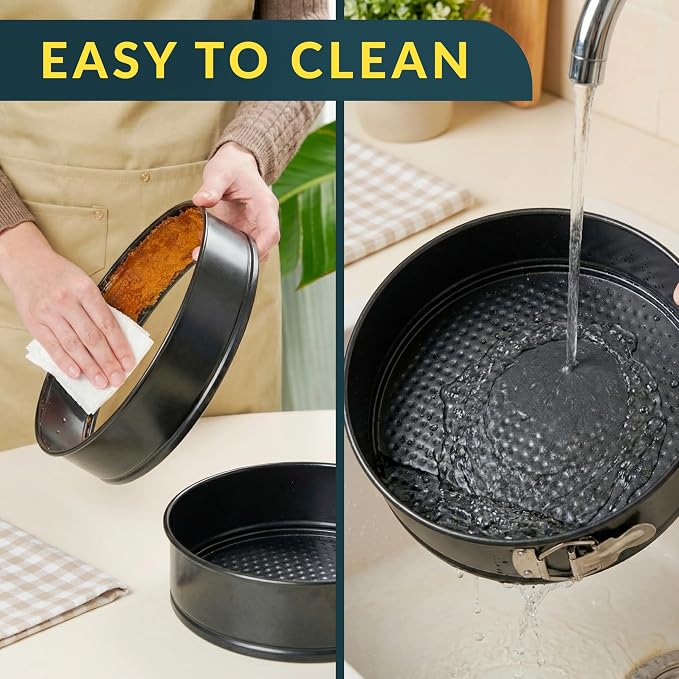 Springform Pan Set of 3, Nonstick Cheesecake Pans 4/7/9" Carbon Steel | Leakproof cake molds with removable bottom & secure latch; even-heat, oven-safe to 450°F - Image 5