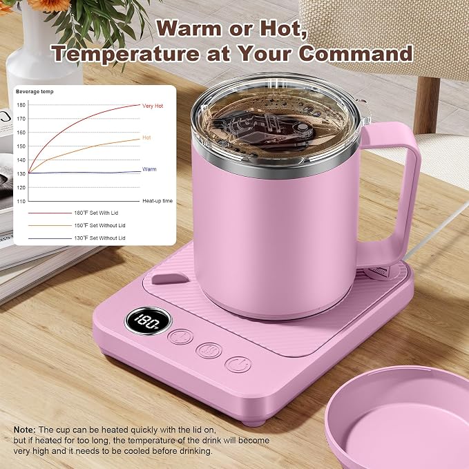 Felibeaco Coffee Mug Warmer & Mug Set for Desk, Smart Coffee Cup Warmer with 16oz Heated Mug, Cup Heater with Auto Shut Off for Office/Home, Coffee Gifts for Women/Men/Dad on Father‘s Day, Purple - Image 3