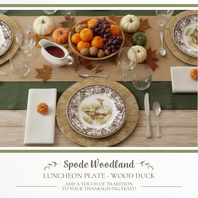 Spode – Woodland – Luncheon Plate – Wood Duck - Brown/White | Earthenware, Dishwasher Safe, Made in England - Image 2