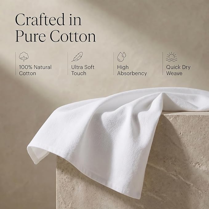 Urban Villa Kitchen Towels Cotton Dish Towels 20”x30” (Set of 6) White - Image 4