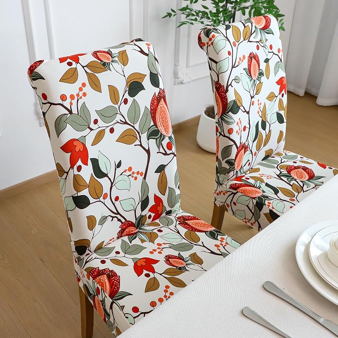 FORCHEER Dining Room Chair Covers 4 Pack Printed Stretch Parsons Chair Slipcovers for Kitchen Washable Removable - Image 4