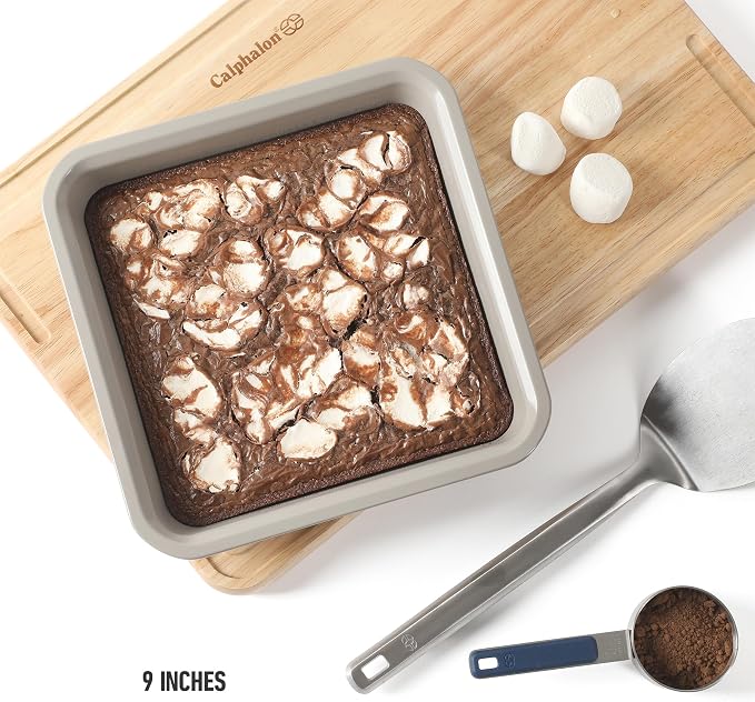 Calphalon Legacy Bake Pan, 9 Inch Baking Pan PFA Free Nonstick Heavy Gauge Steel Bakeware for Even Heating, Oven Safe Squre Pan for Cakes, Brownies, Roasting, Everyday Kitchen Use - Image 3