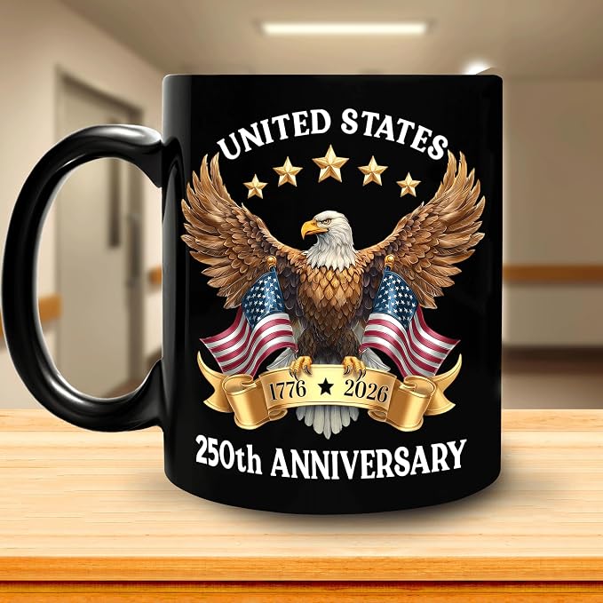 Hyturtle 250th Anniversary of America Coffee Mug, US Eagle 1776-2026 Gifts | 250th Anniversary USA Mug Gifts for Men, Women, American Flag Patriotic Keepsake, American USA Flag Black Coffee Tea Cup - Image 7