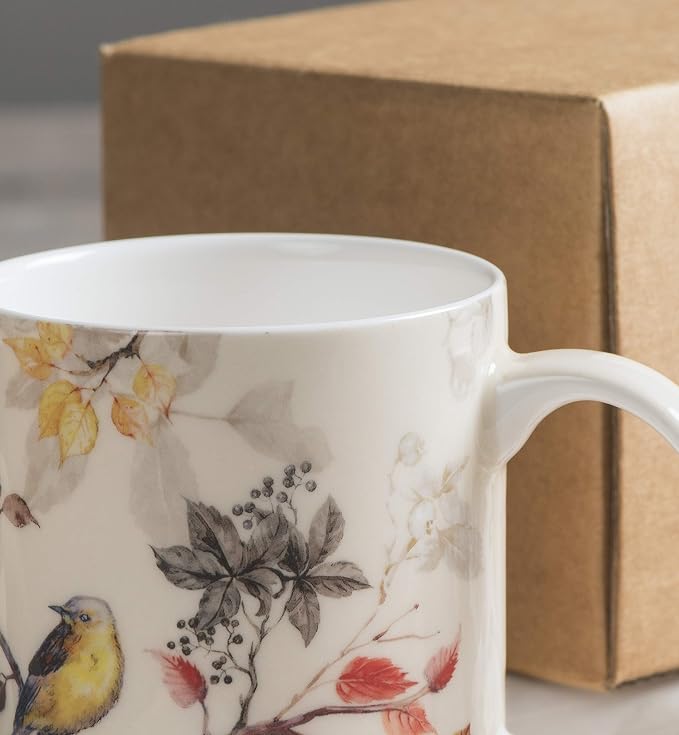 Maison d' Hermine Coffee Mug with Handles Tea Cups (12 Ounce, Pack of 1) | Fine Bone China Coffee Mugs for Hot Beverages Cappuccino Latte Home Restaurant Spring Summer -Equinoxe - Beige - Passerine - Image 9