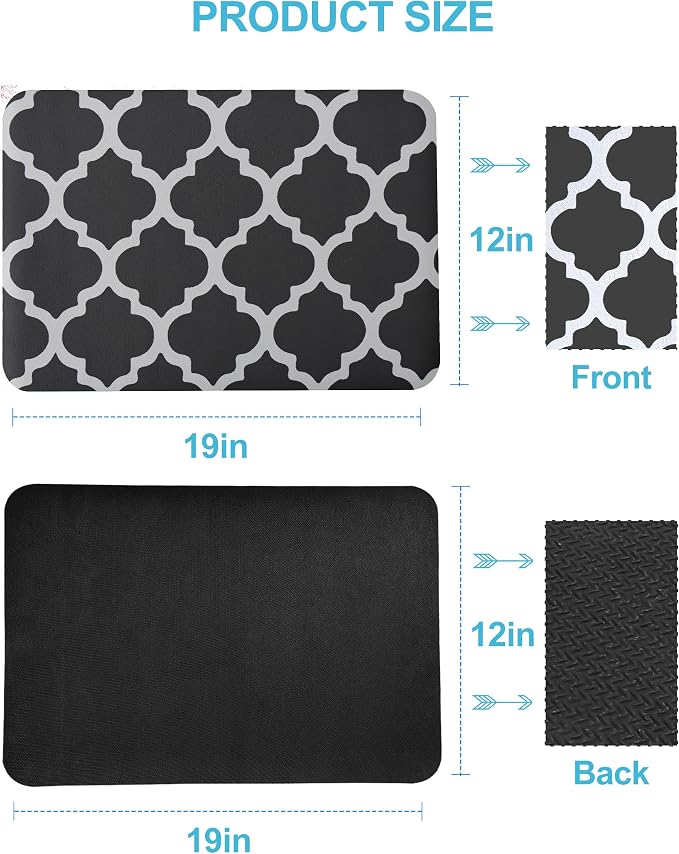 Dish Drying Mat for Kitchen Counter, 12"x19" Rubber Backed (Gray Trellis) | Hide Stain Anti Absorbent for Kitchen Counter, Non-slip Drying Mat for Coffee Machine Dish Rack - Image 7