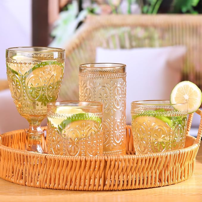 abrwyy Amber Drinking Glasses, Vintage Glassware, 12oz Highball Glasses | Lead-Free Glass, Thick&Durable Glass, Home Decoration, Food Grade Glass - Image 5