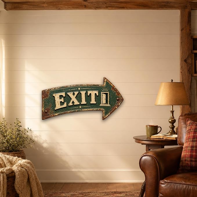 Exit Right-Pointing Arrow Sign — Die-Cut Metal Directional Wall Decor | powder-coated metal, vintage, durable print, ready to hang - Image 5