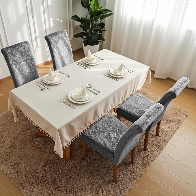 FORCHEER Chair Covers for Dining Chairs Set of 6,Velvet Dark Grey Stretch Dining Room Chair Cover Kitchen Parsons Chair Slipcovers (Pack of 6, Velvet Dark Grey) - Image 6