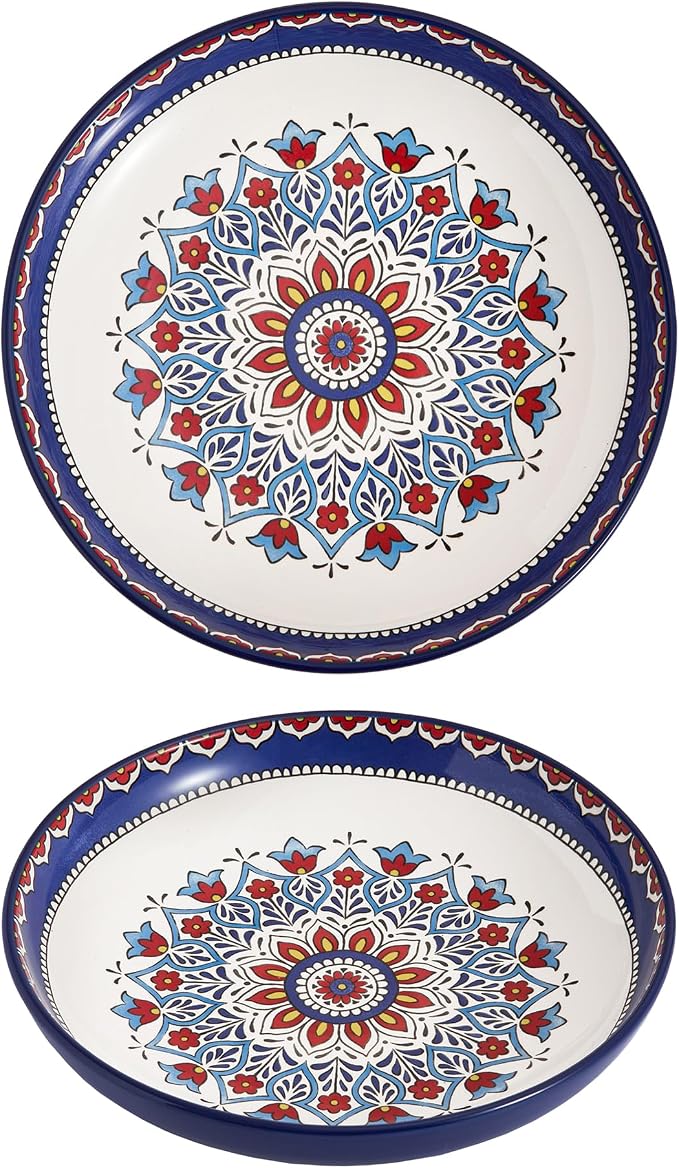 Bico Boho Totem Pasta Bowls, 35oz Salad Bowl Set of 4, Large Ceramic Serving Dinner Bowls for Soup and Cereal, Microwave and Dishwasher Safe, Gift for Housewarming and Thanksgiving - Image 3