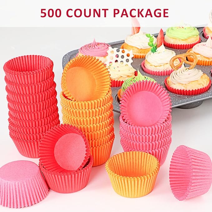 Caperci Standard Orange Cupcake Muffin Liners 500-Count, No Smell, Food Grade & Grease-Proof Paper Baking Cups (Orange) - Image 3
