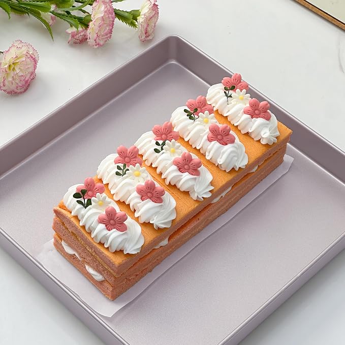 11-Inch Baking Sheet Pan Non-Stick Square Baking Pan Jelly Roll Bakeware for Oven Roasting 11.2" × 11.2" × 1.38" (Champagne Gold) - Image 3