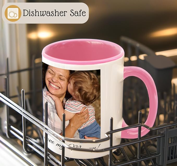 Personalized Coffee Mug | Custom Photo Text or Logo Ceramic Mug | Customized 11 Oz Tea Cup – Unique Gift for Women & Girl | Taza Personalizadas Design with Picture and Words | White – Pink - Image 2