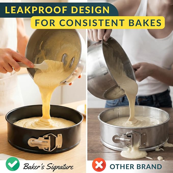 Springform Pan Set of 3, Nonstick Cheesecake Pans 4/7/9" Carbon Steel | Leakproof cake molds with removable bottom & secure latch; even-heat, oven-safe to 450°F - Image 4