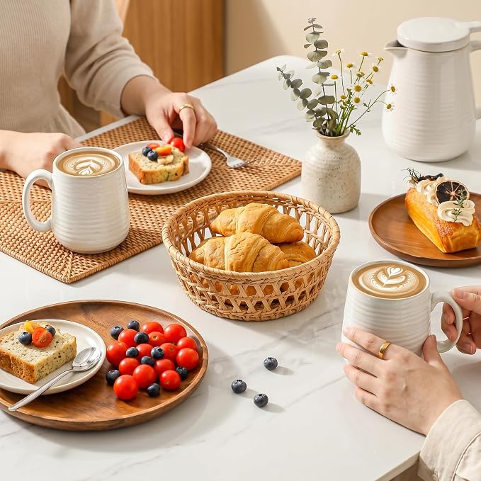 Coffee Mugs, 15 Ounce Coffee Cups Set of 6, Ceramic Tea Cups for Latte Milk Cappuccino Cocoa Mocha, Creamy White Mugs with Handle for Mom and Dad as Gifts, Dishwasher & Microwave Safe - Image 8