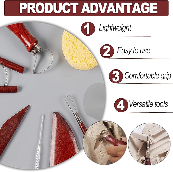 LINPHCEY 22-Piece Clay Sculpting Tools Set Perfect for Polymer Air Dry Modeling Clay Beginners & Professionals Ideal for DIY Pottery & Ceramics Tools for Clay Sculpey Sculpting & Crafting
