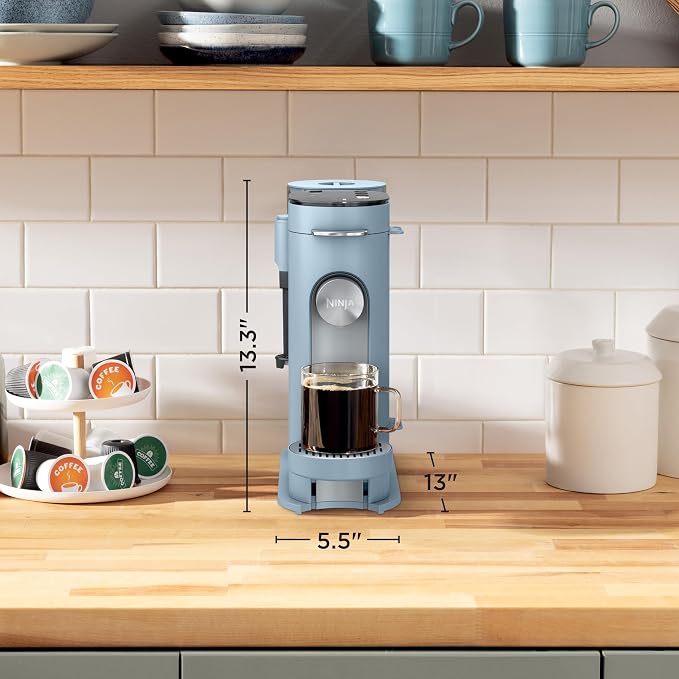Ninja Pod & Grounds XL Coffee Maker, K-Cup Compatible, Denim Blue, PB055ABL | Brews Grounds, Compact Design, Built-In Milk Frother, 68-oz. Reservoir, 6oz. Cup-24oz. Mug Sizes - Image 5