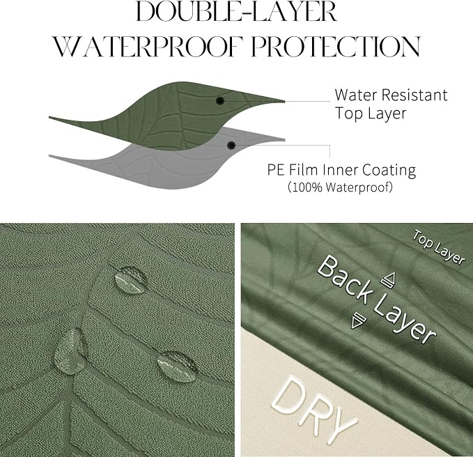 MOSAYT 100% Waterproof Dining Room Chair Covers Set of 4, Super Fit Stretch Jacquard Parson Chairs Slipcovers Removable Washable Chair Seat Protectors for Home, Kitchen, Banquet (Green - XL) - Image 3