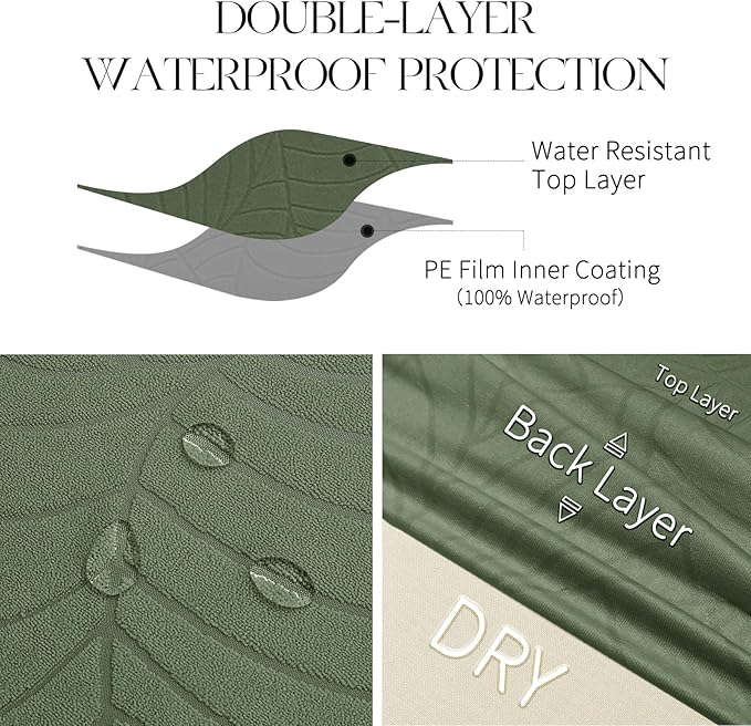 MOSAYT 100% Waterproof Dining Room Chair Covers Set of 6, Super Fit Stretch Jacquard Parson Chairs Slipcovers Removable Washable Chair Seat Protectors for Home, Kitchen, Banquet (Green - XL) - Image 3