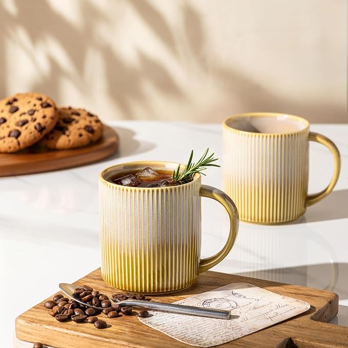 theterra Ceramic Coffee Mugs Set of 6, 14.2 oz Coffee Cups with Handle | Handmade, Suitable for Latte, Tea, Milk, Beer & Hot Cocoa, Autumn Haze - Image 6