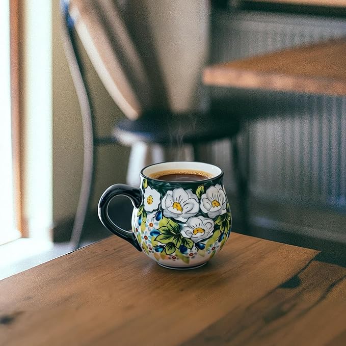 ALMA 12oz Handmade Floral Ceramic Coffee Mug | Microwave & Dishwasher Safe, Ideal for Morning Coffee Tea, Home Kitchen Dining Room Display, For Home Makers & Women - Image 4