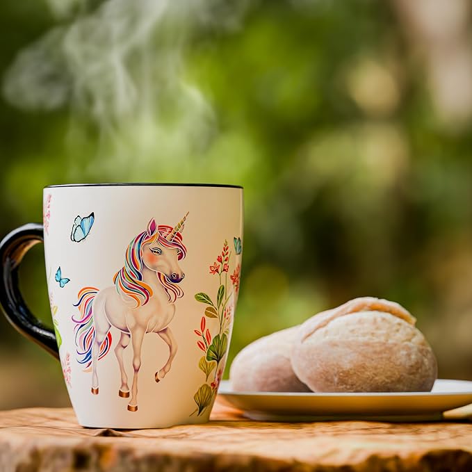 Color Changing Unicorn Coffee Mug 12oz – Heat Sensitive Ceramic Cup with Floral Reveal – Unicorn Gifts for Women, Unique Coffee Mugs, Christmas Holiday Gift, Perfect for Coffee, Tea or Cocoa - Image 3