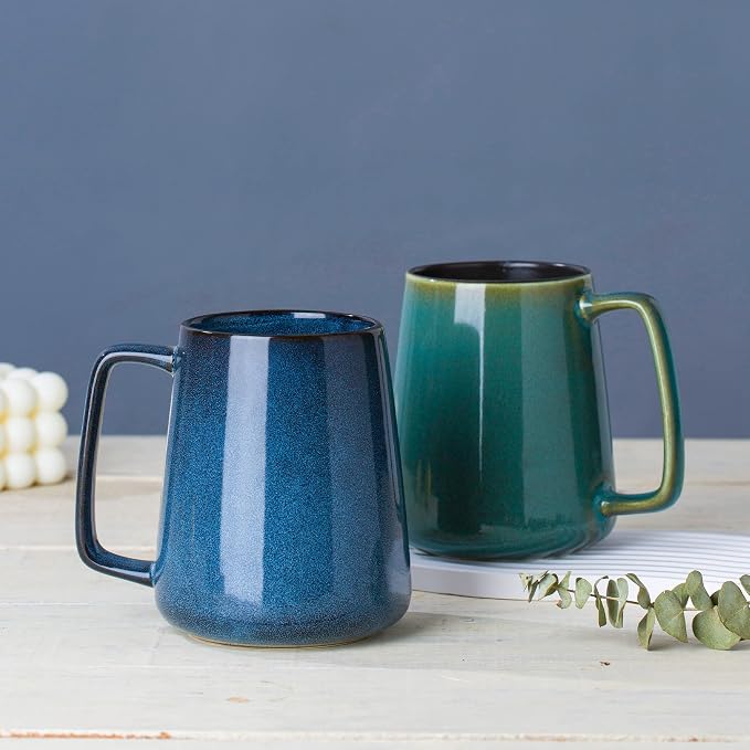 24 oz Large Ceramic Coffee mugs, Extra Large Cup, Big Handle (24 oz blue) | Extra Large Tea and Coffee Cups, Large Handle Coffee Mug for Office and Home, Microwave and Diahwasher Safe - Image 5