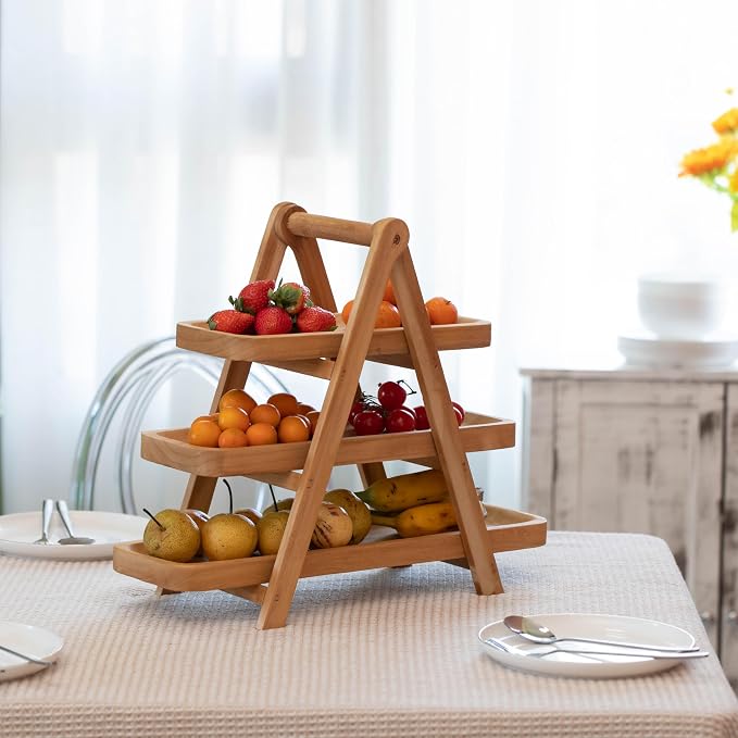 Vintiquewise 3-Tier Wooden Tray Farmhouse Inspired Cupcake Stand Dessert Platter Pastry Holder Appetizer Display for Wedding Party Baby Shower or Tea Time Ideal Decor in Kitchen, Dining or Coffee Bar - Image 2