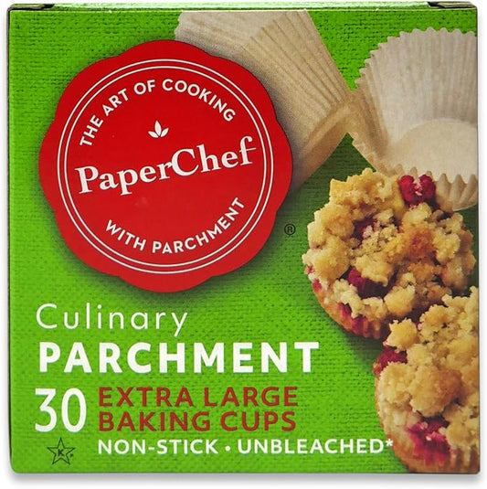 XL Parchment Baking Cups Nonstick Easy Release 30 Count | Easy Release, Non-Stick Paper, Unbleached, Compostable - Perfect For Cupcakes and Muffins by PaperChef