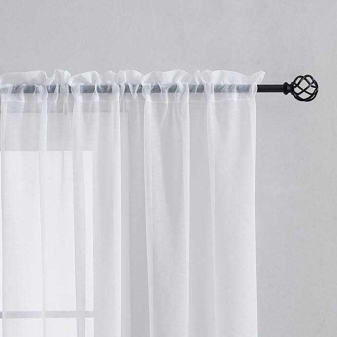 Home Brilliant Sheer White Curtains for Bedroom 72 inch Length Window Treatment Panels for Living Room, Set of 2, 54 Width - Image 5