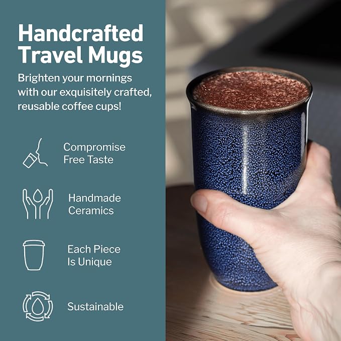 NOVA CERAMICS Coffee Tumbler – Travel Mug - On the Go Coffee Mug – Microwave & Dishwasher Safe Green Coffee Tumbler - Gifts For Women Men Him Her – 16oz – Abyss - Image 2
