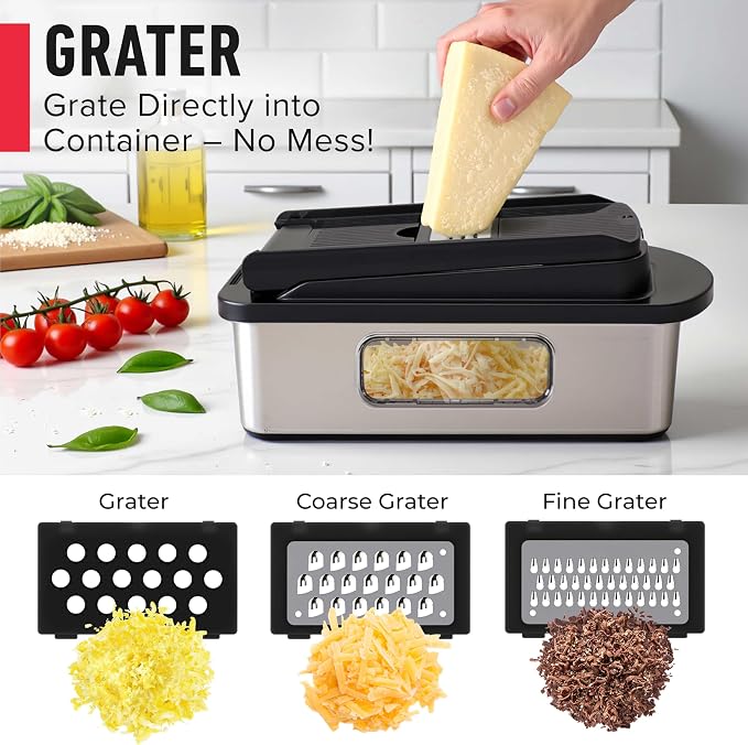 MUELLER HOME Pro-Series 10-in-1 Stainless Steel Multi Vegetable Chopper | 8 Blade Mandoline Slicer, Kitchen Tools and Gadgets, Food and Veggie Chopper, Mincer, Dicer, French Fry Cutter, Black - Image 5